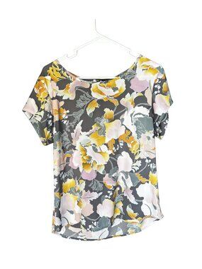 7th Avenue Design Studio women's floral blouse w/back zipper neck, Size Medium